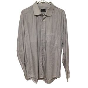 Pera Men’s Striped Cotton Long Sleeve Button Down Dress Shirt Size 18 (36/37)